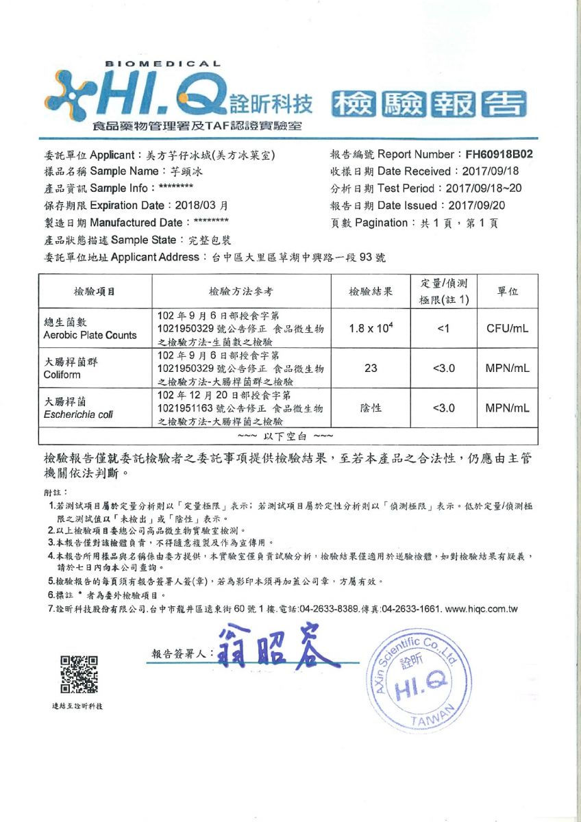 大肠杆菌检验报告